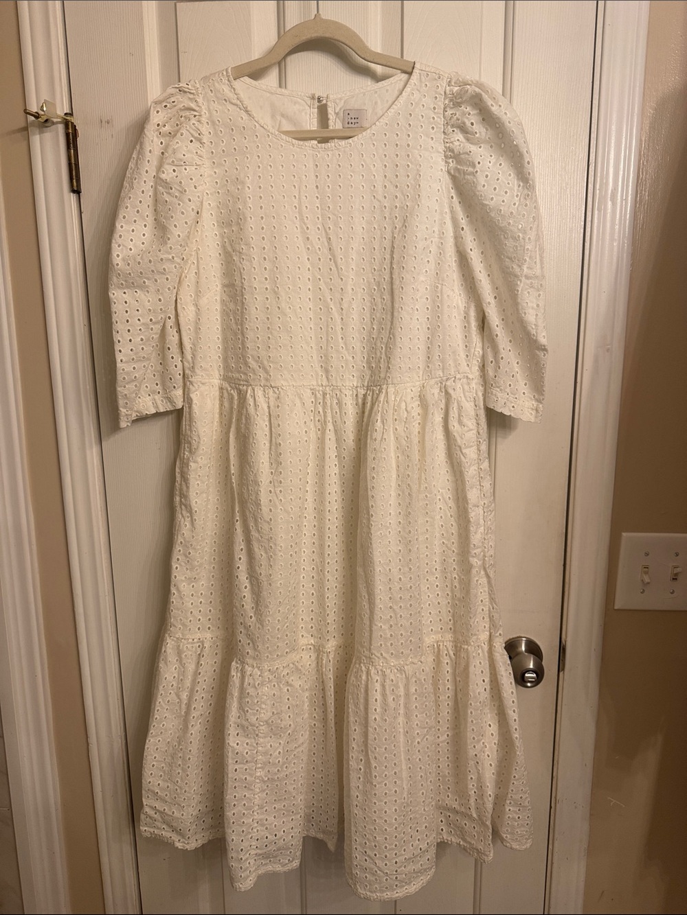 a new day White Eyelet Tiered Midi Dress